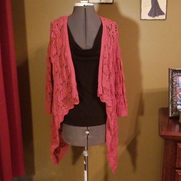 J.W. open front cardigan, rose - Picture 1 of 2